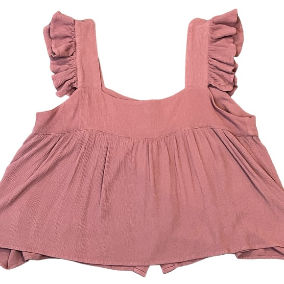 BOHME summer top shirt sleeveless ruffles buttons flowy XL extra large. - Picture 3 of 8